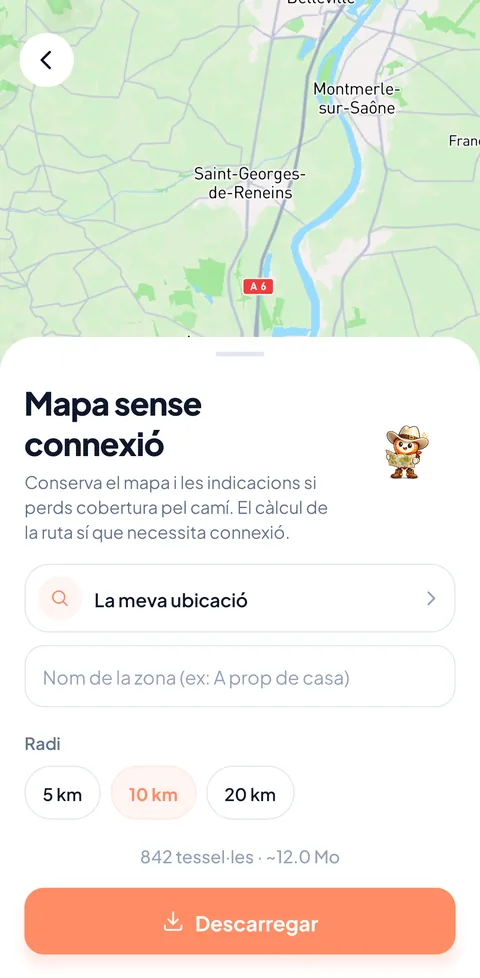 Mapa i guiatge sempre amb tu, fins i tot sense xarxa