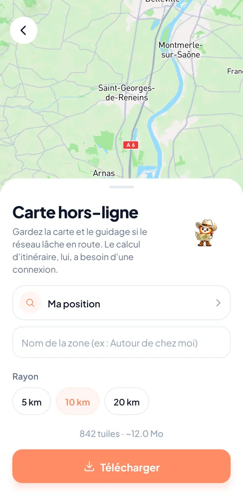 Gardez carte et guidage, même sans réseau