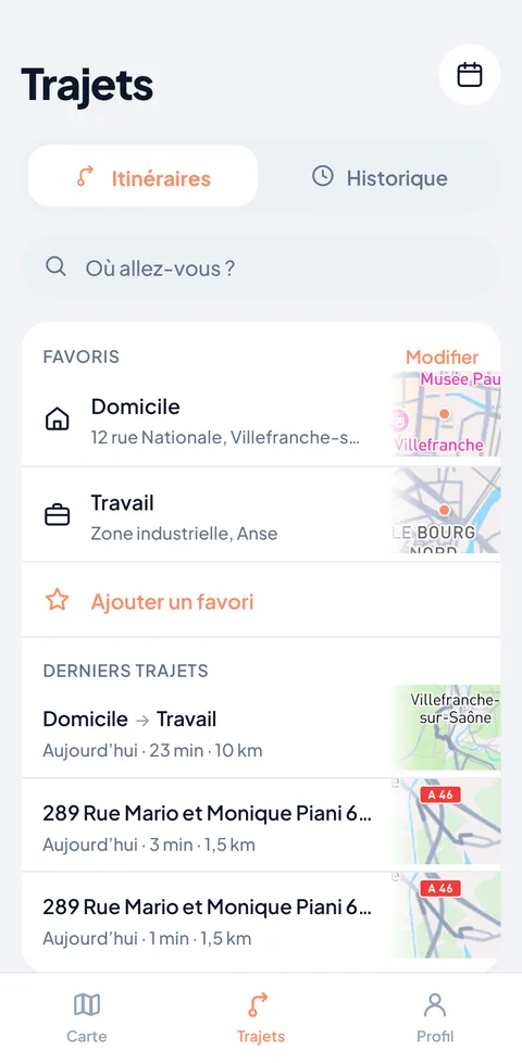 Vos trajets et vos favoris, à portée de pouce