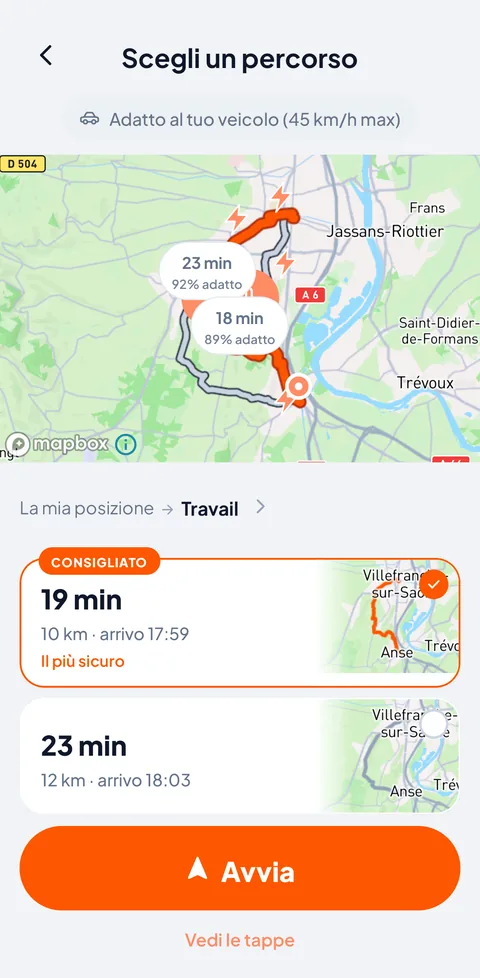 Tre itinerari proposti, tutti adatti ai 45 km/h