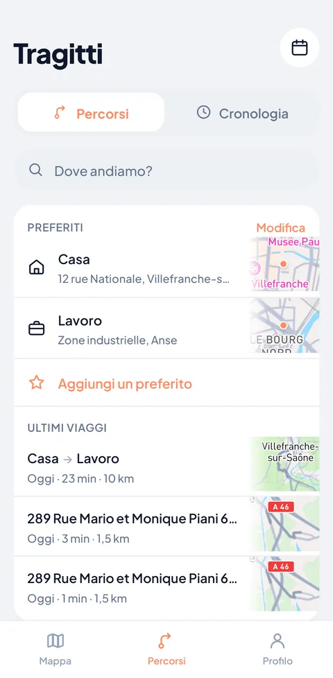 I tuoi viaggi e preferiti, a portata di dito