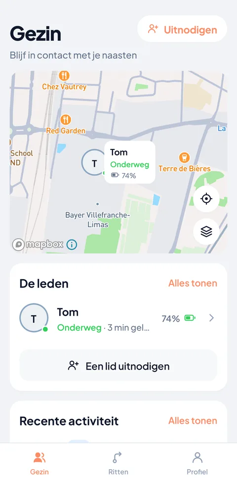 Volg je gezin tijdens hun ritten