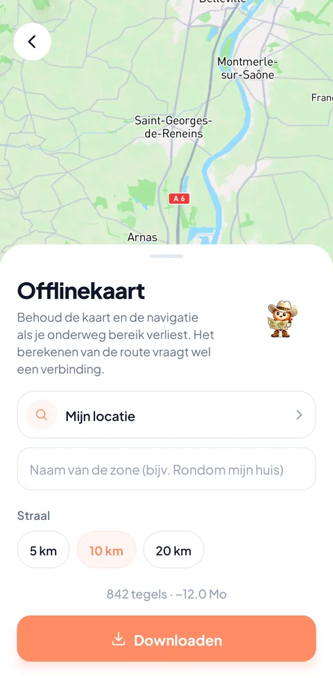 Kaart en navigatie blijven werken, ook zonder bereik