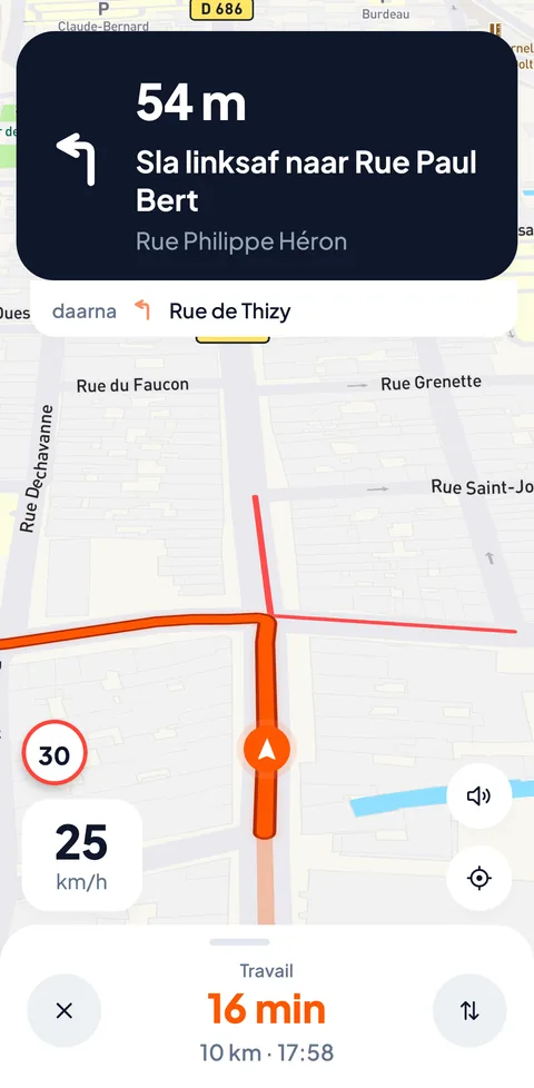 Heldere navigatie, gemaakt voor 45 km/u