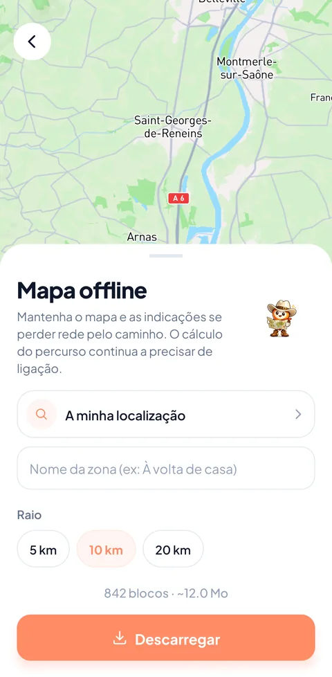 Mapa e orientação sempre contigo, mesmo sem rede